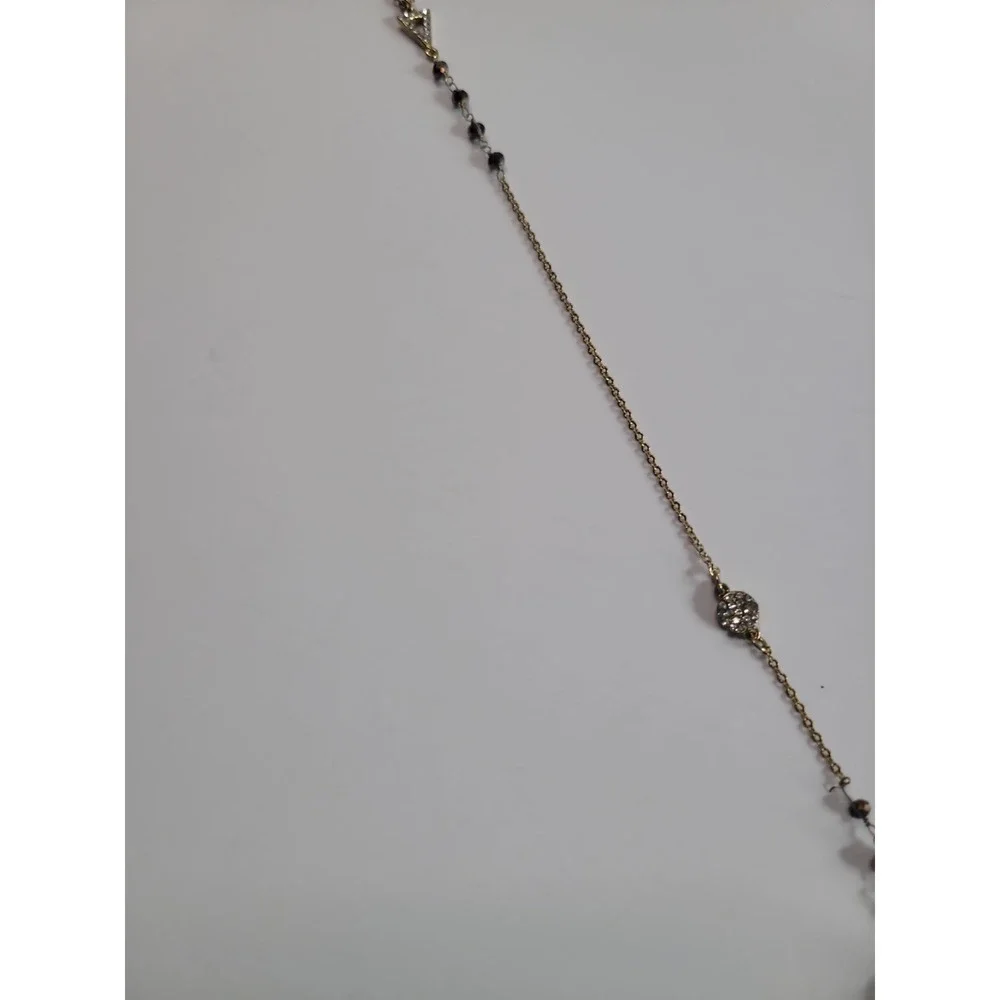 Gold Tone Orange Brown Pendant Lariat Necklace Y Drop Faceted Statement Boho